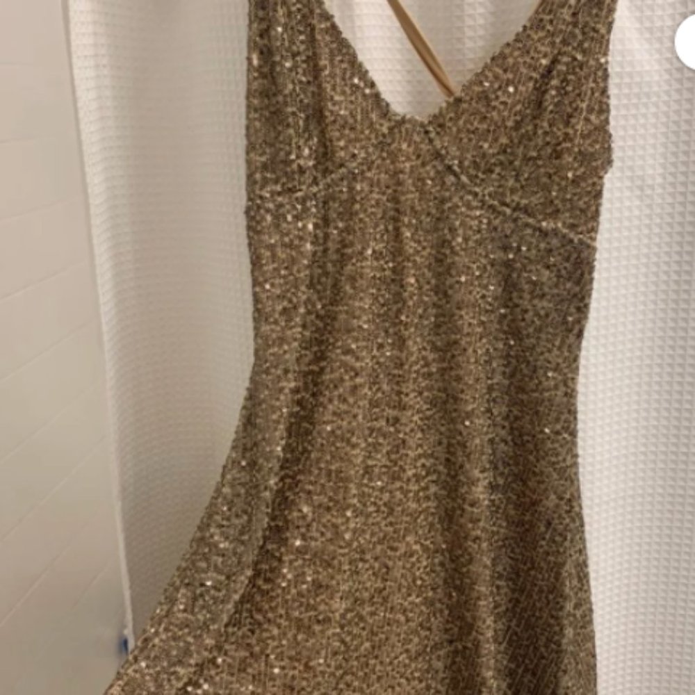 Free People gold mini dress XS